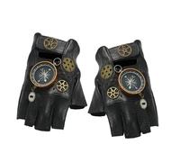GRACEART Steampunk Gloves Gothic Mens Fingerless Mittens (Compass)
