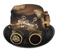 GRACEART Steampunk Top Hat for Women Gears for Men with Removable Goggle