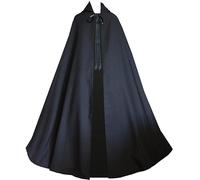 GRACEART Unisex Medieval Vintage Hooded Cape Halloween Cloak Elastic Satin Lace-up Windbreaker Large Hemline Robe