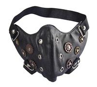 GRACEART Unisex Steampunk Rivet Gear Face Mask Halloween Demon Windproof Leather Mask Anime Game Accessories