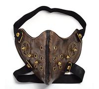 GRACEART Unisex Steampunk Rivet Gear Face Mask Halloween Demon Windproof Leather Mask Anime Game Accessories