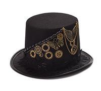 GRACEART Unisex Steampunk Top Hat Halloween Costume Hat Fancy Dress Accessory With Gears (M-58cm, Style-E)