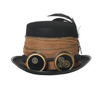 GRACEART Unisex Steampunk Top Hat Halloween Costume Hat Fancy Dress Accessory With Goggles and Gears