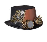 GRACEART Unisex Steampunk Top Hat Halloween Costume Hat Fancy Dress Accessory With Goggles and Gears (L-61cm, Style-F)