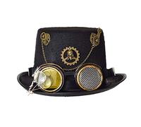 GRACEART Unisex Steampunk Top Hat Halloween Costume Hat Fancy Dress Accessory With Goggles and Gears (L-61cm, Style-G)