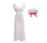 GRACEART Victorian Maid Pinafore Apron Colonial Prarie Peasant Apron with Bonnet (style01)