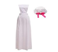 GRACEART Victorian Maid Pinafore Apron Colonial Prarie Peasant Apron with Bonnet (style02)