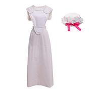 GRACEART Victorian Maid Pinafore Apron Colonial Prarie Peasant Apron with Bonnet (style04)