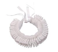 GRACEART Victorian Ruffle Collar Scarf with Grey Lace (White)(Size: One Size)