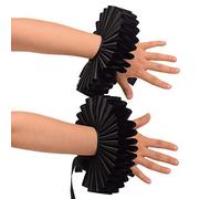 GRACEART Victorian Vintage Ruffle Wrist Cuffs - Black Cuffs, One Size - Adults, Cosplayers, Unisex - Satin - Wrist Cuffs