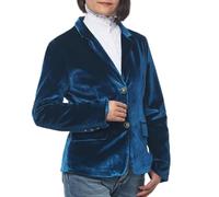 GRACEART Vintage Velvet Jacket Women's V-neck Slim Fit Slit Blazer Long Sleeves Dressy Coat Retro Casual Suit, Blue, 2XL