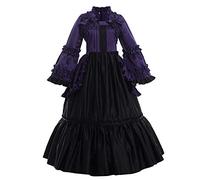 GRACEART Vintage Victorian Puff Sleeve Ball Gown Gothic Reenactment Party Cosutme Dress (2XL, Purple)