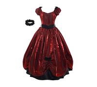 GRACEART Vintage Women Victorian Bowknot Dress Gothic Ball Gown Regency Elegant Prom Full Dress (S, Red)