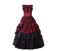 GRACEART Women Medieval Victorian Ball Gown Palace Royal Masquerade Vintage Fancy Dress Costume with Petticoat (M, Red)