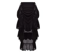 GRACEART Women Victorian Steampunk Skirt Adjustable Ruffle Gothic Vintage Skirt Halloween Outfit Medieval Vampire Costume Black