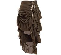 GRACEART Women Victorian Steampunk Skirt Adjustable Ruffle Gothic Vintage Skirt Halloween Outfit Medieval Vampire Costume