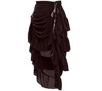 GRACEART Women Victorian Steampunk Skirt Adjustable Ruffle Gothic Vintage Skirt Halloween Outfit Medieval Vampire Costume Brown
