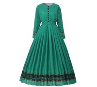 GRACEART Womens 1860s Medieval Victorian Fancy Dress Vintage Costume with Crinoline Green