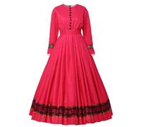 GRACEART Womens 1860s Medieval Victorian Fancy Dress Vintage Costume with Crinoline (L, Rose red)