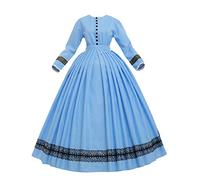 GRACEART Womens 1860s Medieval Victorian Fancy Dress Vintage Costume with Crinoline (M, Light Blue)