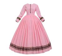 GRACEART Womens 1860s Medieval Victorian Fancy Dress Vintage Costume with Crinoline (S, Pink)