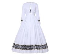 GRACEART Womens 1860s Medieval Victorian Fancy Dress Vintage Costume with Crinoline (S, White)