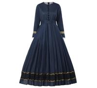 GRACEART Womens 1860s Medieval Victorian Fancy Dress Vintage Costume with Crinoline (XL, Dark Blue)