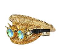 GRACEART Women's Burning Man Sequin Hat Music Festival Military Captain Hats Steampunk Caps with Goggles