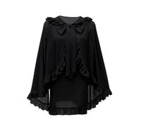GRACEART Women's Chiffon Cape with Ruffles and Bow Lolita Shawl Lace Up Frilly Blouse Tops for Cosplay Daily Wear