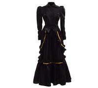 GRACEART Women's Edwardian Victorian Vixen Deluxe Costume Top and Skirt Ball Gown Suits (Black, 8)