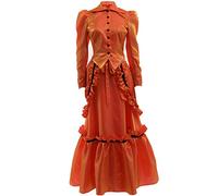 GRACEART Women's Edwardian Victorian Vixen Deluxe Costume Top and Skirt Ball Gown Suits (Orange, 12)