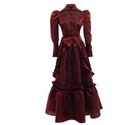 GRACEART Women's Edwardian Victorian Vixen Deluxe Costume Top and Skirt Ball Gown Suits (Wine Red, 8)