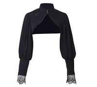 GRACEART Women's Gothic Vintage Lace Shrug Long Sleeve Cardigan Casual Retro Bolero Blouse Black