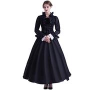 GRACEART Womens Medieval Victorian Fancy Dresses with Crinoline Palace Royal Masquerade Vintage Costume (L, Black)