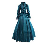 GRACEART Womens Medieval Victorian Fancy Dresses with Crinoline Palace Royal Masquerade Vintage Costume (L, Green)