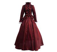 GRACEART Womens Medieval Victorian Fancy Dresses with Crinoline Palace Royal Masquerade Vintage Costume (M, Red)