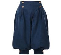 GRACEART Women's Renaissance Bloomer Pants Medieval Vintage Knickers Pirate Trousers High Waist Double Breasted Shorts Blue