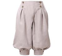 GRACEART Women's Renaissance Bloomer Pants Medieval Vintage Knickers Pirate Trousers High Waist Double Breasted Shorts Grey