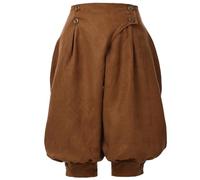 GRACEART Women's Renaissance Pants Men's Medieval Vintage Knickers Pirate Trousers High Waist Bloomer Shorts Brown