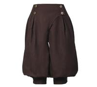 GRACEART Women's Renaissance Pants Men's Medieval Vintage Knickers Pirate Trousers High Waist Bloomer Shorts Dark Brown