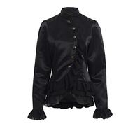 GRACEART Women's Steampunk Gothic Victorian Shirt Top Frilly Black Corset Blazer Jacket