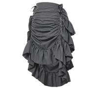 GRACEART Women's Steampunk Skirt Adjustable Ruffle Gothic Vintage Long Skirts Halloween Medieval Vampire Pirate Dress