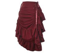 GRACEART Women's Steampunk Skirt Adjustable Ruffle Gothic Vintage Long Skirts Halloween Medieval Vampire Pirate Dress