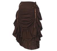 GRACEART Women's Steampunk Skirt Adjustable Ruffle Gothic Vintage Long Skirts Halloween Medieval Vampire Pirate Dress