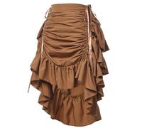 GRACEART Women's Steampunk Skirt Adjustable Ruffle Gothic Vintage Long Skirts Halloween Medieval Vampire Pirate Dress