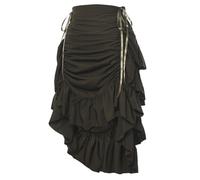 GRACEART Women's Steampunk Skirt Adjustable Ruffle Gothic Vintage Long Skirts Halloween Medieval Vampire Pirate Dress