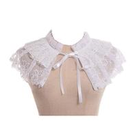 GRACEART Women's Victorian Lace Cape Shawl with Choker Collar Steampunk Costume, White, One Size