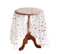 gracebuy 150cm Square Lace Embroidered Color Floral Tablecloth - Elegant Sheer Dining Table Cover for Wedding, Party, Tea Time - Machine Washable