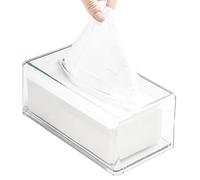 GRACECOTT Square Clear Acrylic Tissue Box, Rectangular, Modern Minimalistic, Transparent, Acrylic, Bathroom Facial Napkin Box Holder, Multi-Purpose