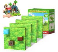 GraceDuck 4PCS Magnetic Base Plates for Kids, 4" x 4" Secure Grip Magnetic Tile Base, Fits Most Magnetic Blocks & Cubes, STEM Building Toy Birthday Gifts for Boys & Girls Ages 3+ (Grass)